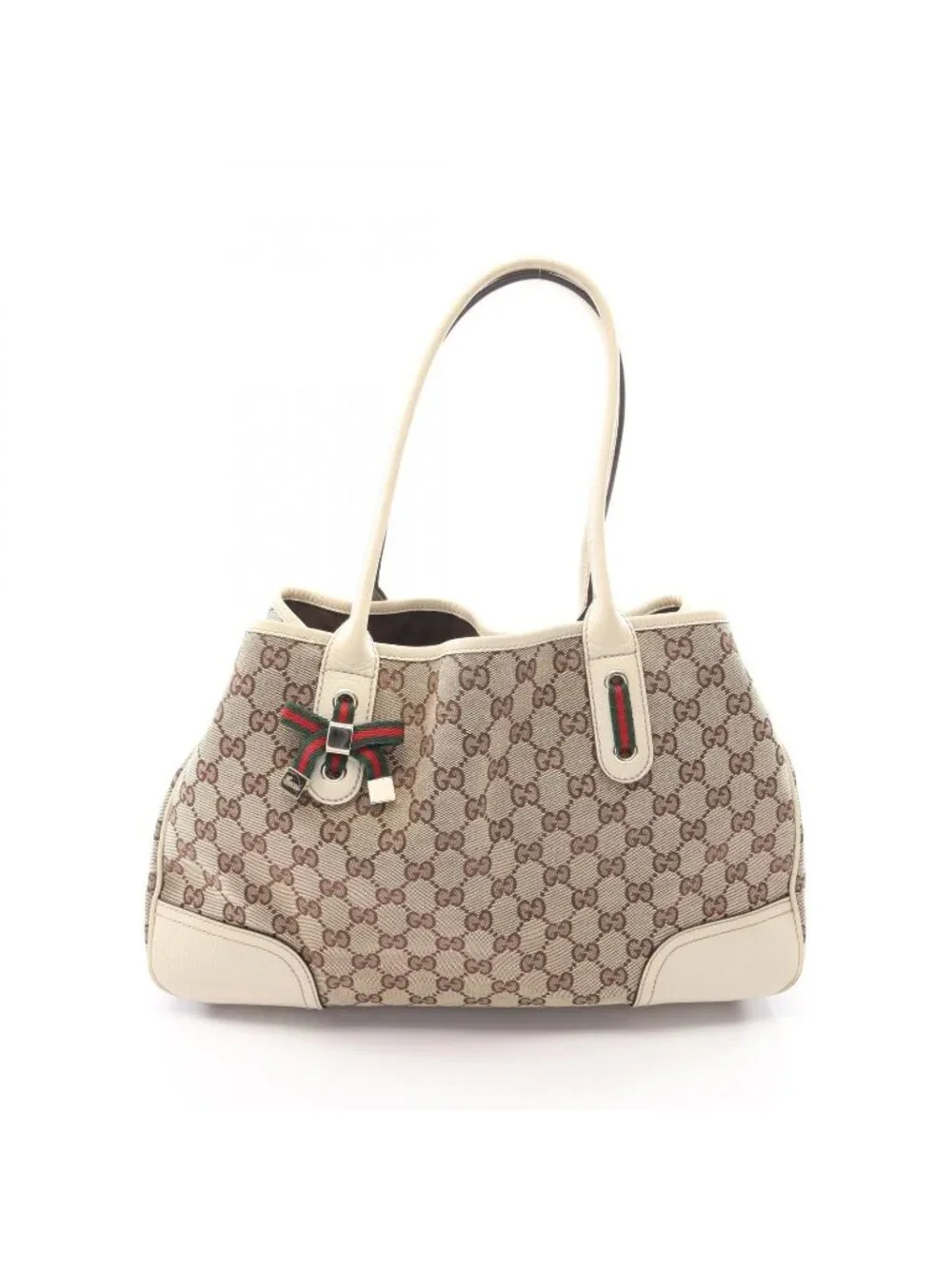 Gucci Tote Princi Sherry Line GG Canvas Ivory Beige Brown